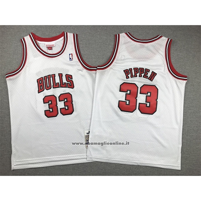 Maglia Bambino Chicago Bulls Scottie Pippen #33 Mitchell & Ness 1997-98 Bianco
